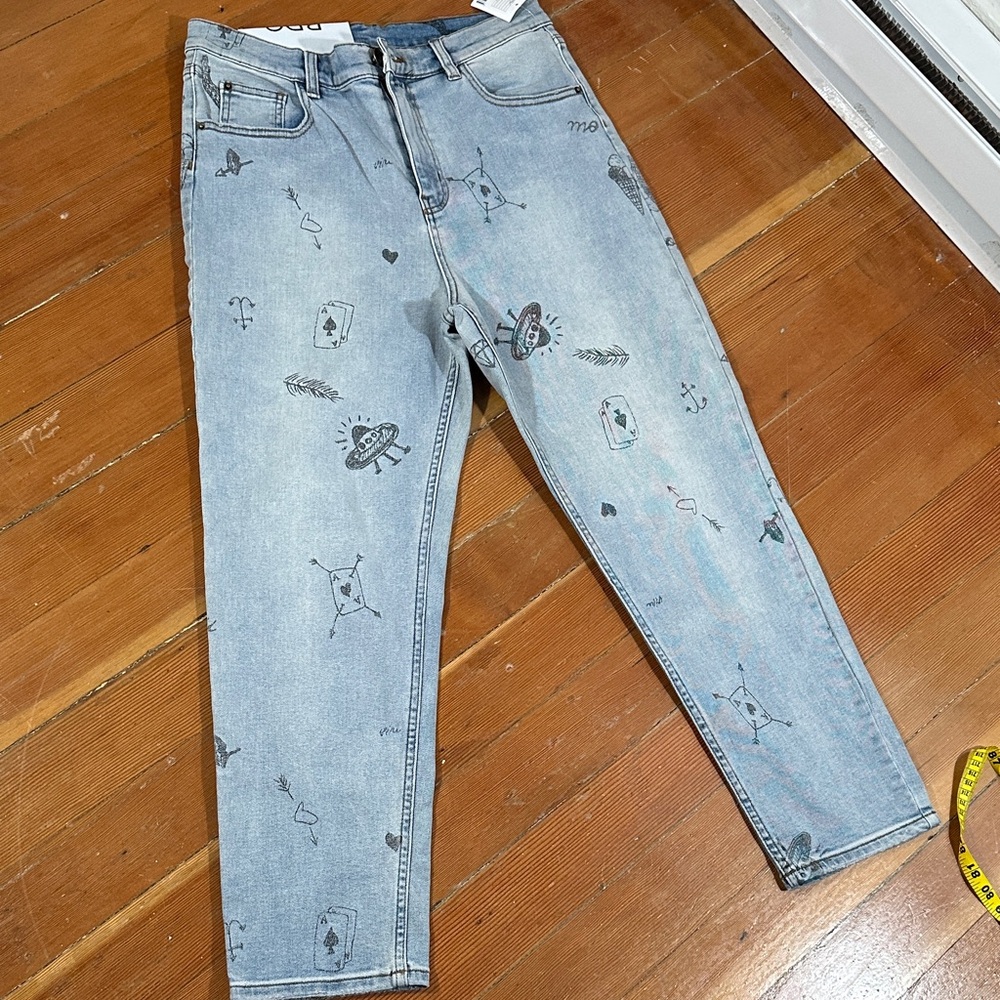 BDG Light Blue Patterned High Rise Women Jeans